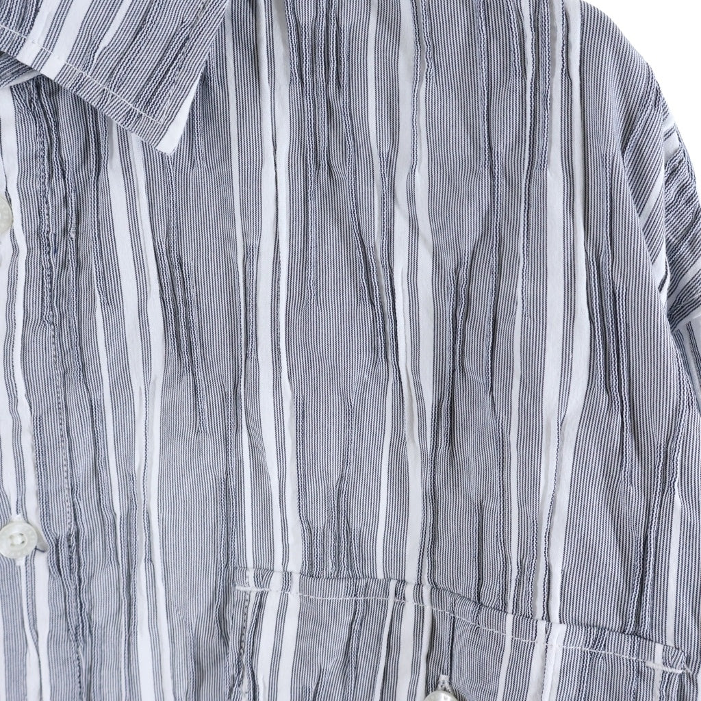 WTAPS(ダブルタップス) 25SS WCPO 02 LS CTPL. DOBBY. TEXTILE ストライプ タック ドビー オーバーサイズ長袖シャツ グレー 251WVDT-SHM04