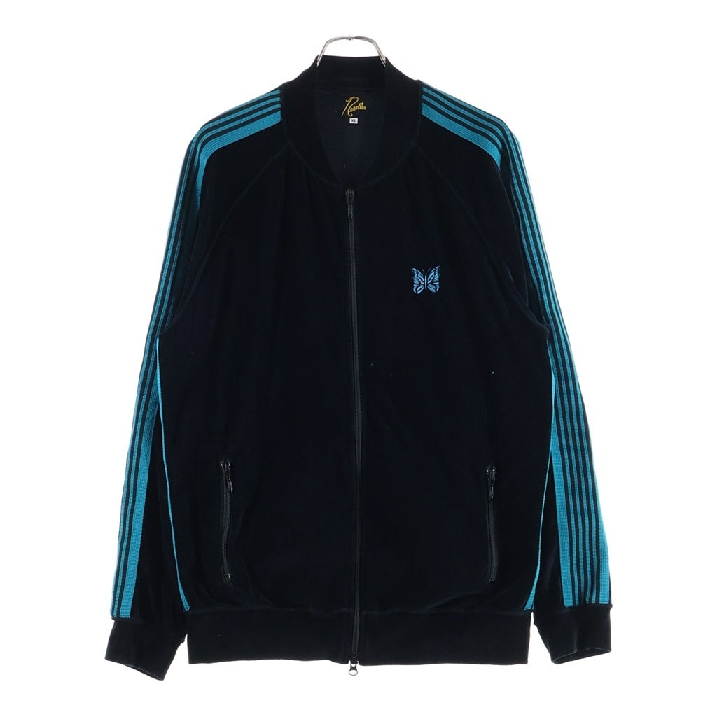 Needles(ニードルス) 24SS RC Track Jacket ベロア パピヨンエンブロイダリー トラックジャケット ジャージ ブラック/ブルー 0T233