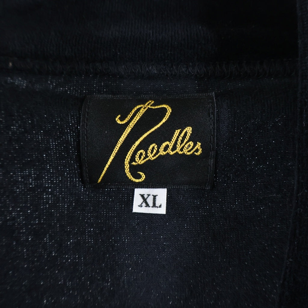 Needles(ニードルス) 24SS RC Track Jacket ベロア パピヨンエンブロイダリー トラックジャケット ジャージ ブラック/ブルー 0T233