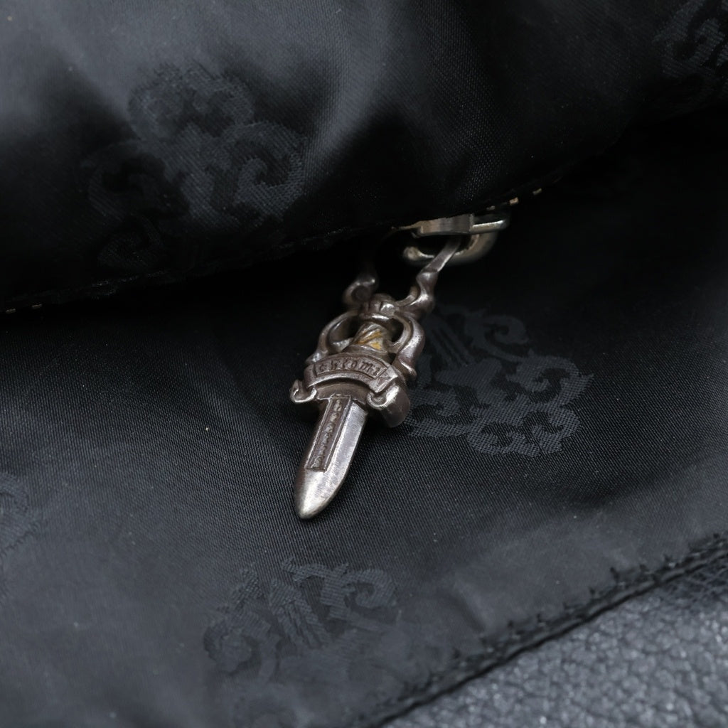 CHROME HEARTS(クロムハーツ) CEMETERY CROSS TOTE BAG セメタリークロスパッチ レザー トートバッグ ブラック レディース