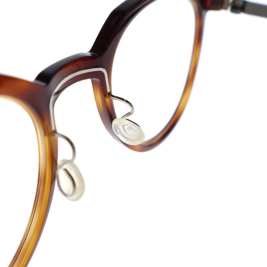 NO BRAND(ノーブランド) LINDBERG リンドバーグ Acetanium クラウンパントフレーム アセタニウム クリアレンズ サングラス メガネ ブラウン/シルバー 1046