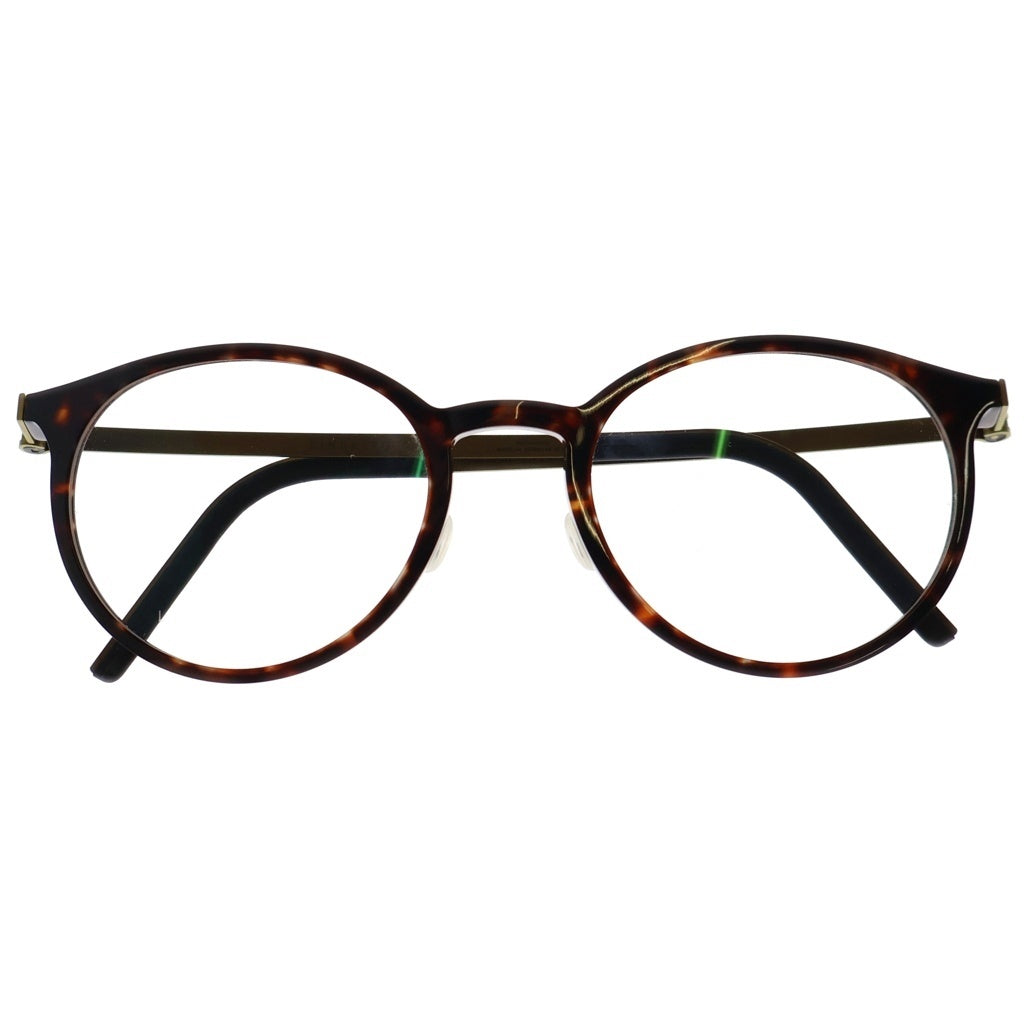 NO BRAND(ノーブランド) LINDBERG リンドバーグ Acetanium ラウンドフレーム アセタニウム クリアレンズ サングラス メガネ ブラウン/ゴールド 1180