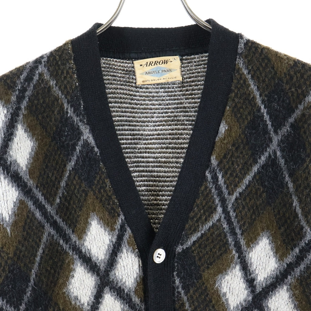 VINTAGE(ヴィンテージ) 60S VINTAGE ARROW ARGYLE ACRYL KNIT CARDIGAN ヴィンテージ アロー アーガイル柄 アクリルニットカーディガン ブラウン/ブラック