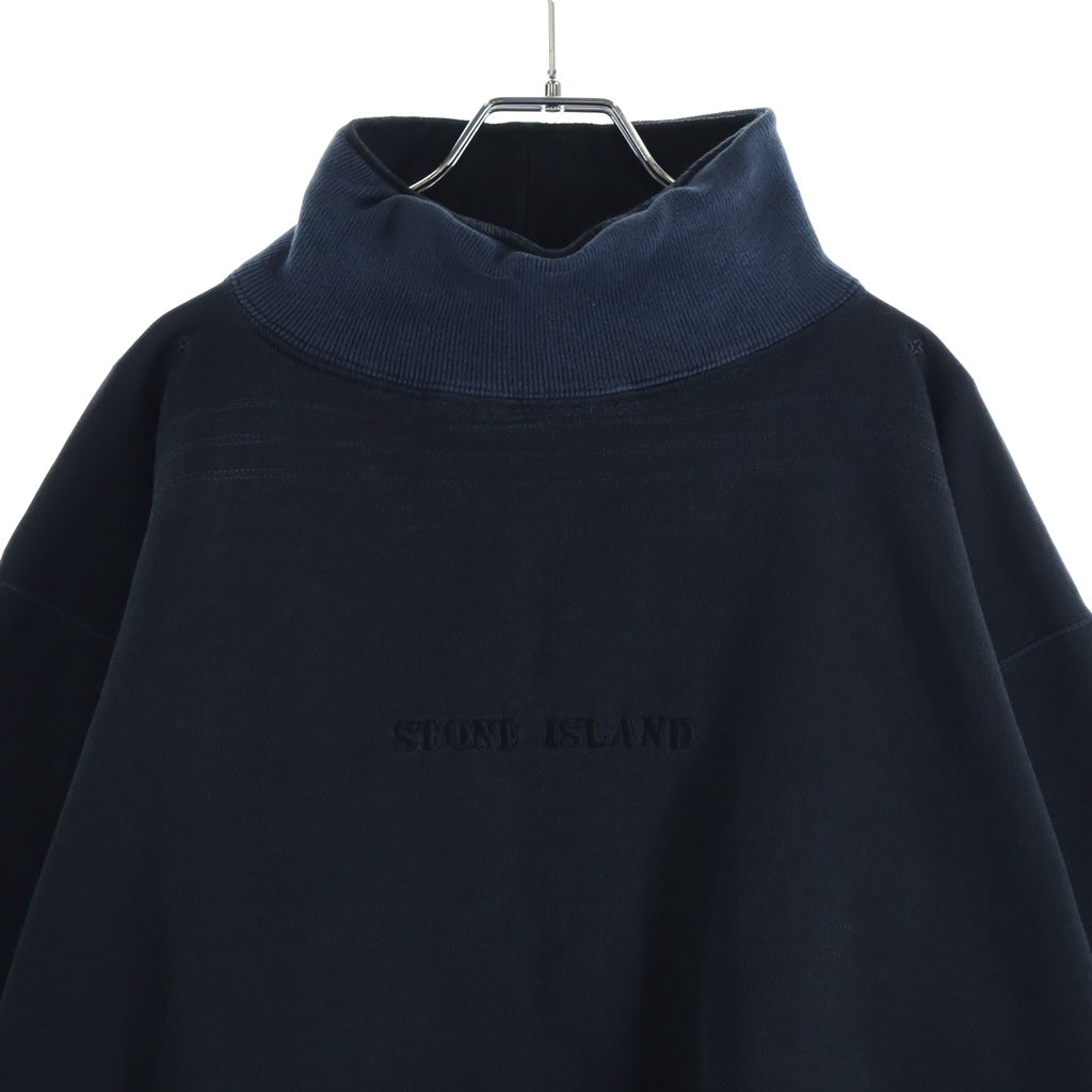 STONE ISLAND(ストーンアイランド) 80-90S VINTAGE ヴィンテージ マッシモオスティ期 フロントロゴ刺繍 タートルネック スウェットトレーナー ブラック/ネイビー