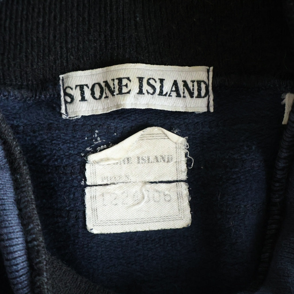 STONE ISLAND(ストーンアイランド) 80-90S VINTAGE ヴィンテージ マッシモオスティ期 フロントロゴ刺繍 タートルネック スウェットトレーナー ブラック/ネイビー