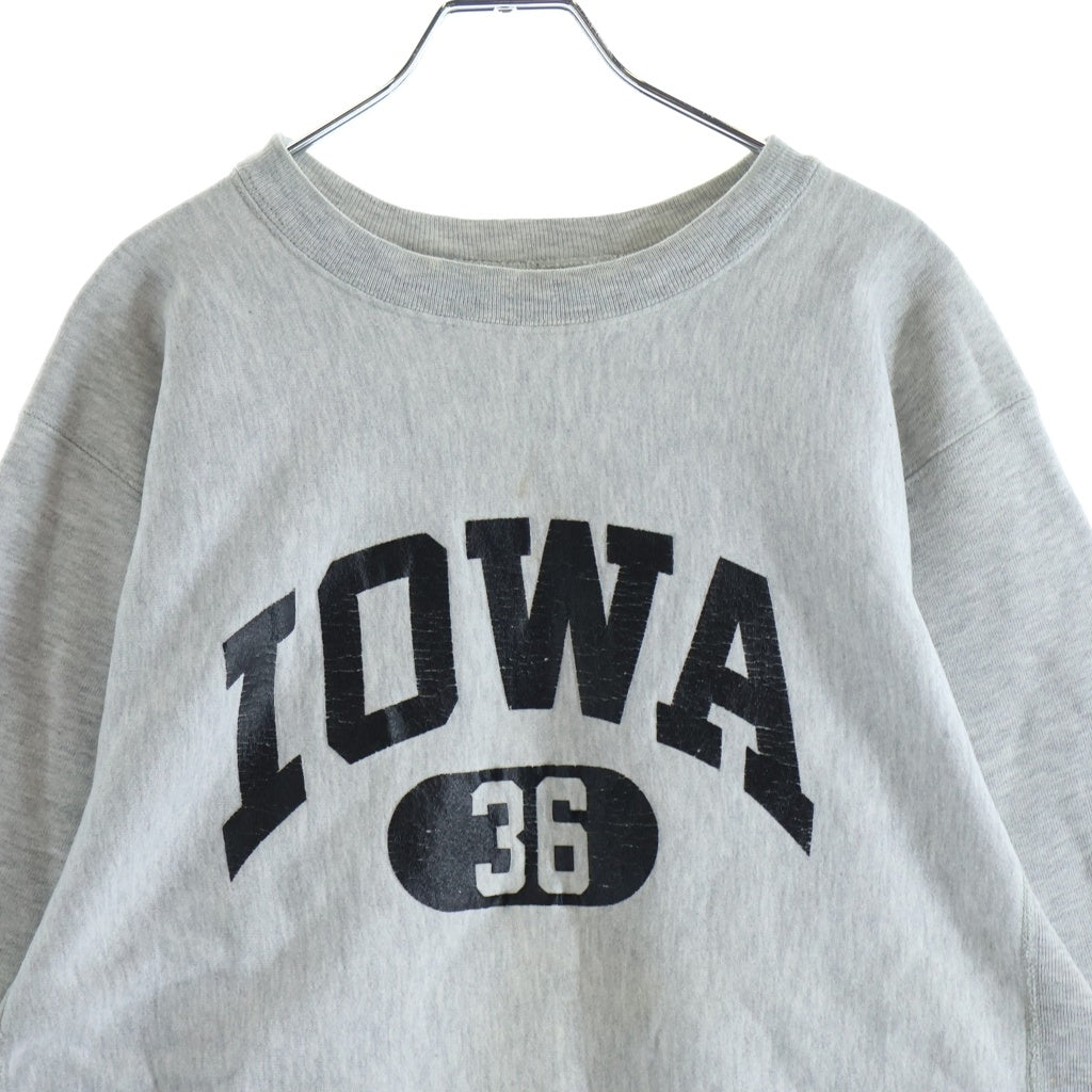 CHAMPION(チャンピオン) 80S VINTAGE REVERSEWEAVE IOWA ヴィンテージ リバースウィーブ トリコタグ後期 2段プリント アイオワ プルオーバースウェットトレーナー グレー