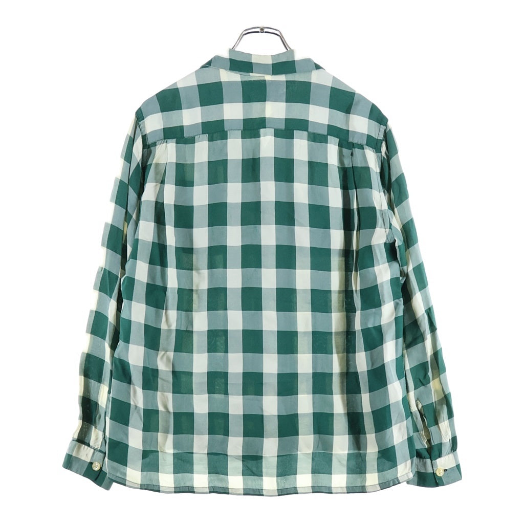VINTAGE(ヴィンテージ) 50S VINTAGE MARLBORO SPORTSWEAR L/S OPEN COLLAR SHIRT ヴィンテージ マルボロ ブロックチェック柄 長袖オープンカラー 開襟シャツ グリーン/ホワイト