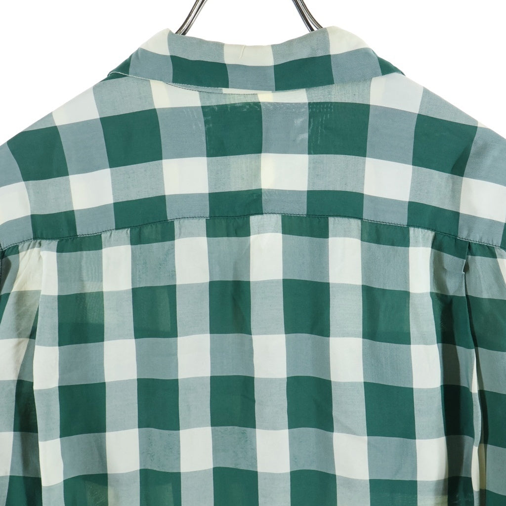 VINTAGE(ヴィンテージ) 50S VINTAGE MARLBORO SPORTSWEAR L/S OPEN COLLAR SHIRT ヴィンテージ マルボロ ブロックチェック柄 長袖オープンカラー 開襟シャツ グリーン/ホワイト