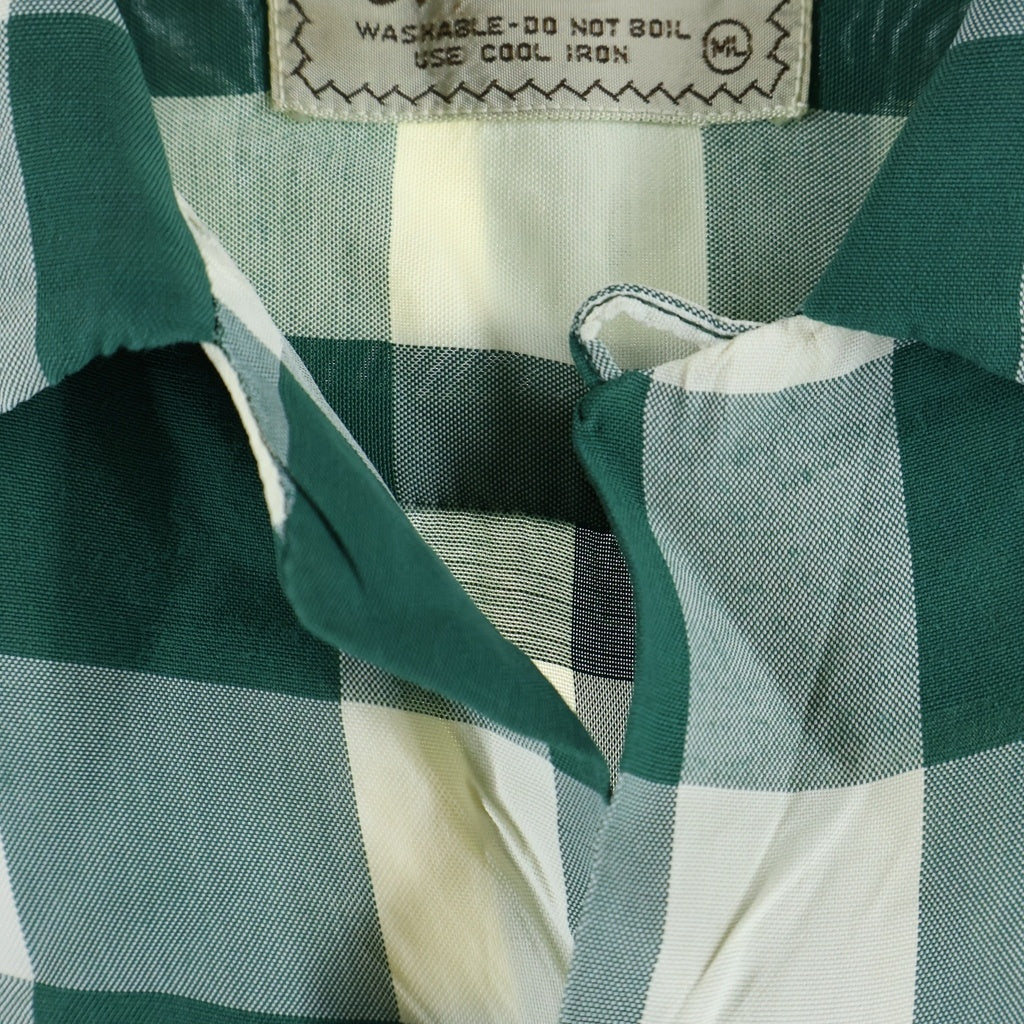 VINTAGE(ヴィンテージ) 50S VINTAGE MARLBORO SPORTSWEAR L/S OPEN COLLAR SHIRT ヴィンテージ マルボロ ブロックチェック柄 長袖オープンカラー 開襟シャツ グリーン/ホワイト