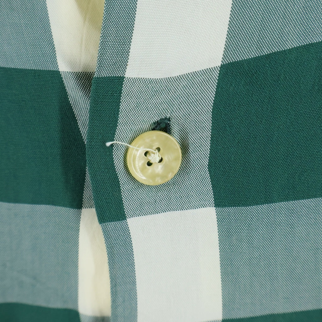 VINTAGE(ヴィンテージ) 50S VINTAGE MARLBORO SPORTSWEAR L/S OPEN COLLAR SHIRT ヴィンテージ マルボロ ブロックチェック柄 長袖オープンカラー 開襟シャツ グリーン/ホワイト