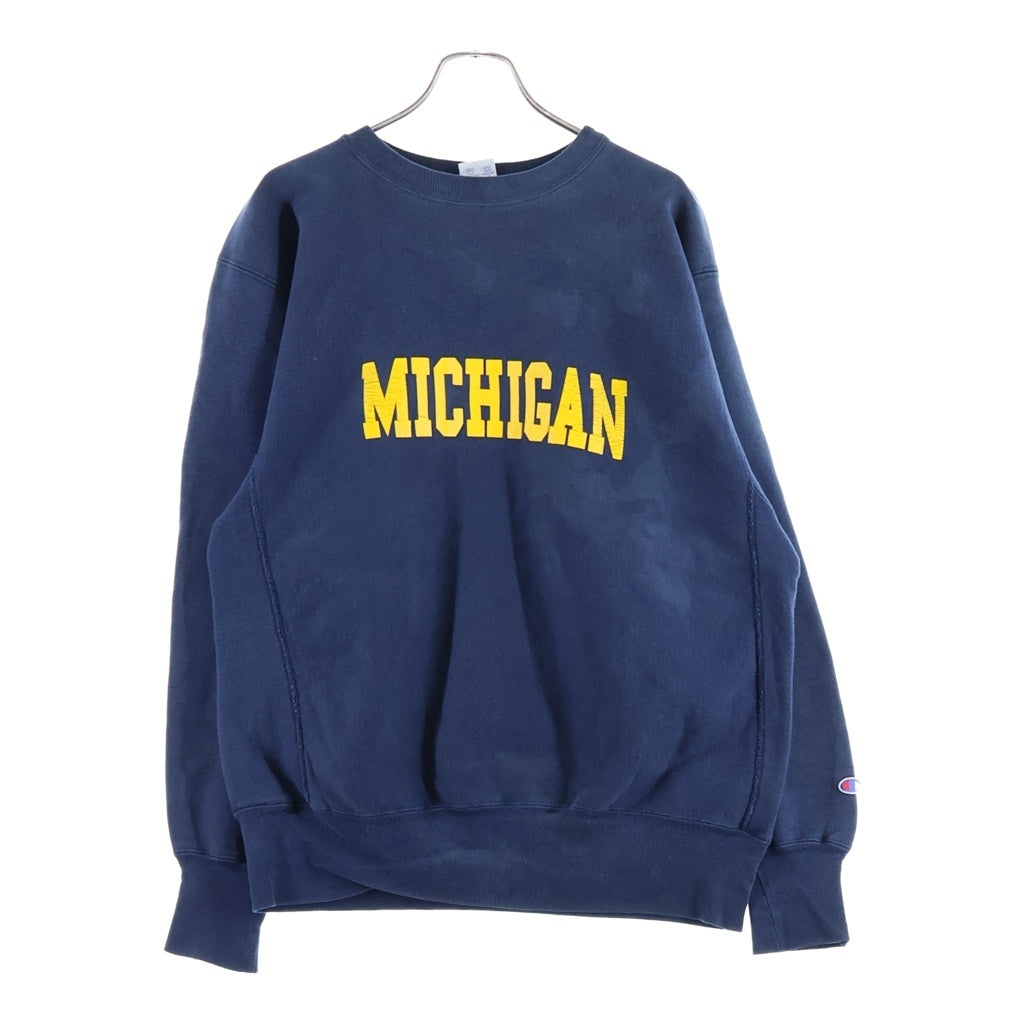 CHAMPION(チャンピオン) 90S VINTAGE REVERSE WEAVE MICHIGAN ヴィンテージ リバースウィーブ 刺繍タグ USA製 ミシガン クルーネックスウェットトレーナー ネイビー