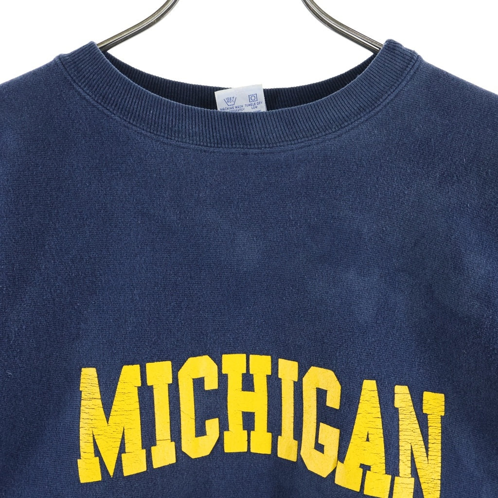 CHAMPION(チャンピオン) 90S VINTAGE REVERSE WEAVE MICHIGAN ヴィンテージ リバースウィーブ 刺繍タグ USA製 ミシガン クルーネックスウェットトレーナー ネイビー