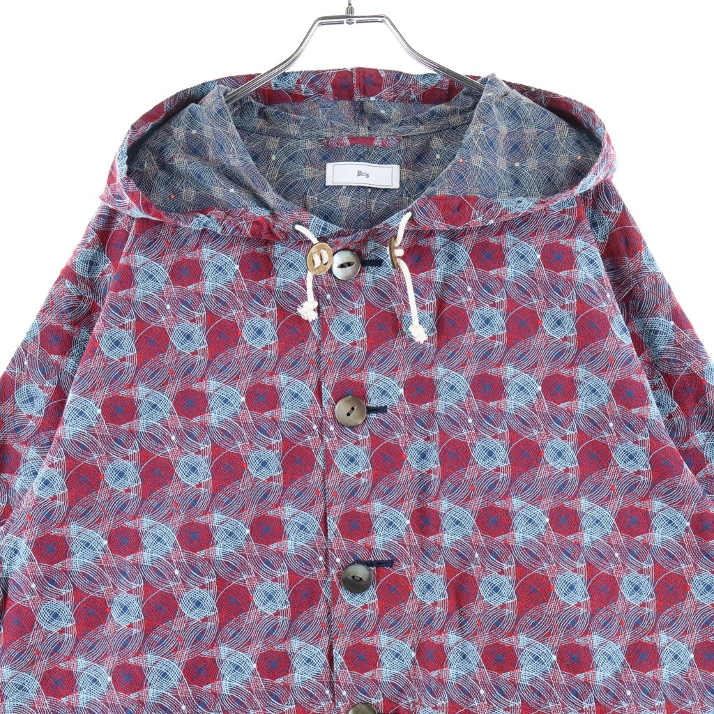 Urig(ウーリッヒ) KUPKA OVERSIZED SNOW PARKA クプカ 総柄 オーバーサイズド スノーパーカー コート レッド/ライトブルー UM-OTLS18KP-241