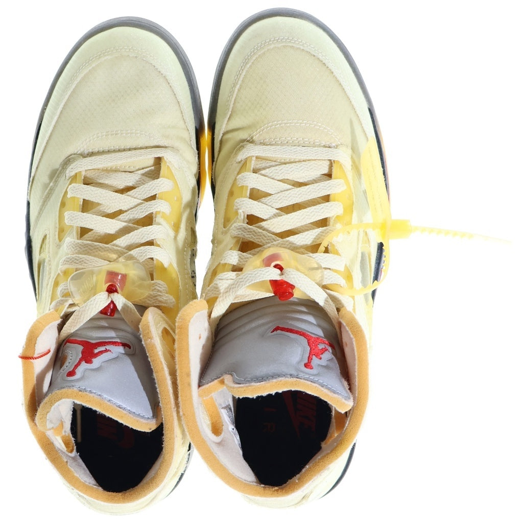 NIKE(ナイキ) ×Off-White AIR JORDAN 5 SAIL オフホワイト エアジョーダン セイル ハイカットスニーカー イエロー US10.5/28.5cm DH8565-100