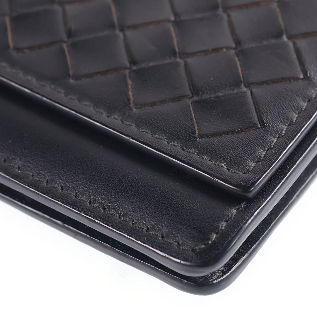 BOTTEGA VENETA(ボッテガヴェネタ) イントレチャート ロゴ刻印 レザーカードケース ブラック B06663860N レディース