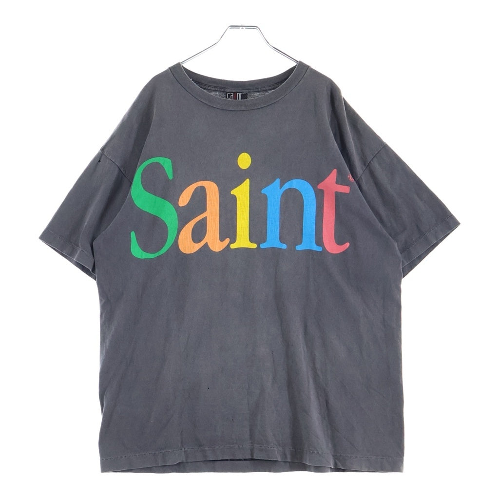 SAINT MICHAEL(セントマイケル) 24SS COLOFUL SAINT SS TEE カラフルロゴ プリント クルーネック半袖Tシャツ カットソー ブラック SM-YS8-0000-001