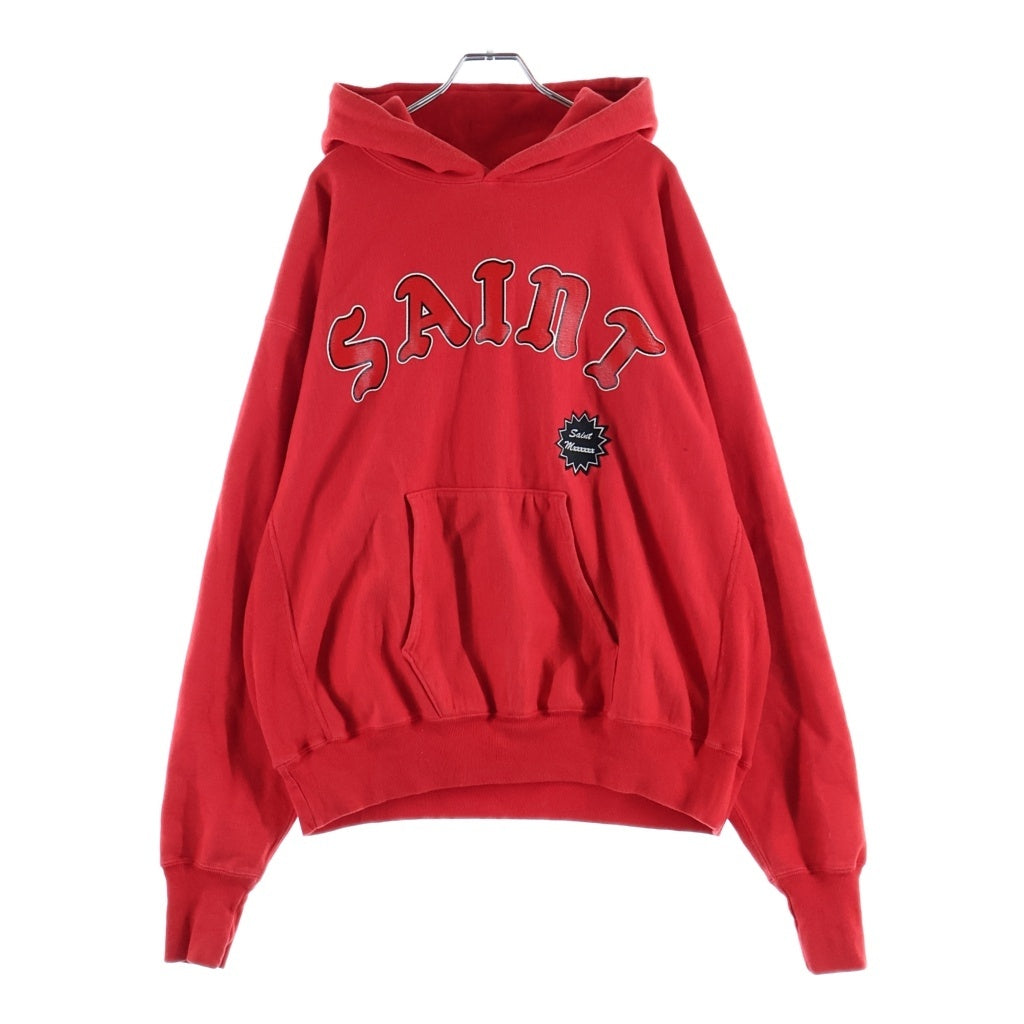 SAINT MICHAEL(セントマイケル) 24AW HOODIE ARCH SAINT アーチ フロントロゴプリント プルオーバーフーディー パーカー レッド SM-YS8-0000-038