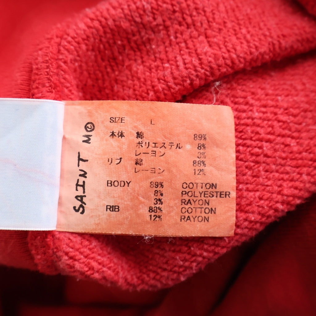 SAINT MICHAEL(セントマイケル) 24AW HOODIE ARCH SAINT アーチ フロントロゴプリント プルオーバーフーディー パーカー レッド SM-YS8-0000-038
