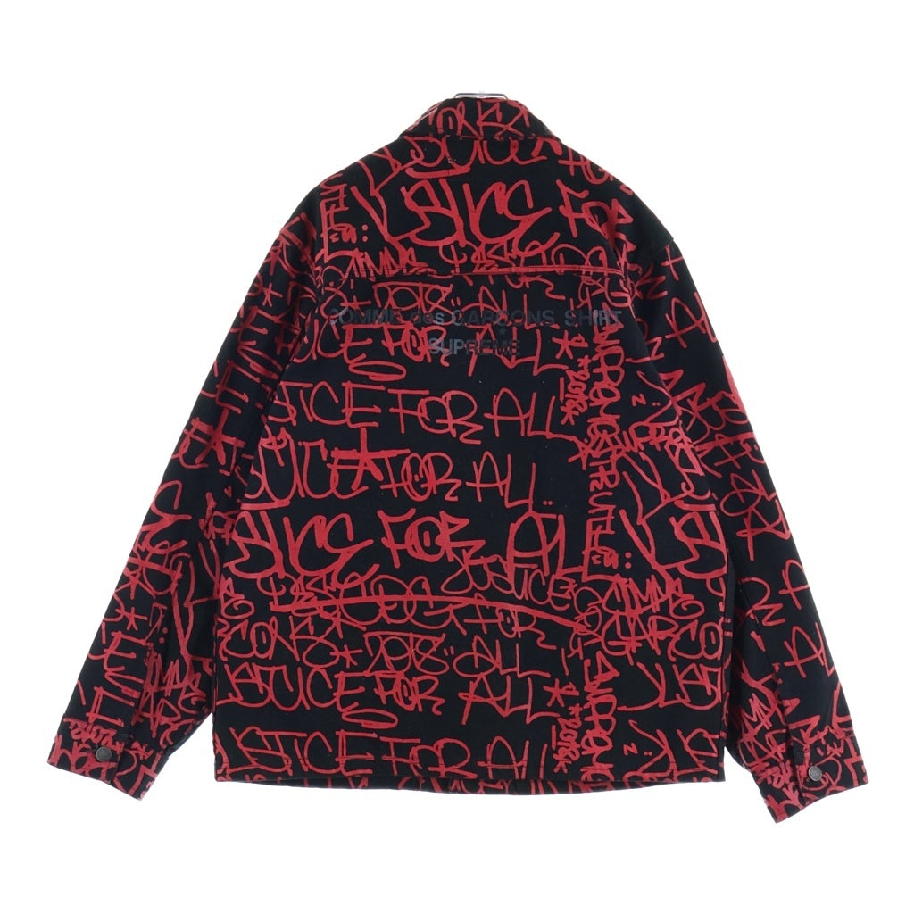 SUPREME(シュプリーム) 18AW ×COMME DES GARCONS SHIRT Painted Canvas Chore Coat コムデギャルソンシャツ ペインテッド キャンバス チョア コート デニムジャケット ブラック/レッド