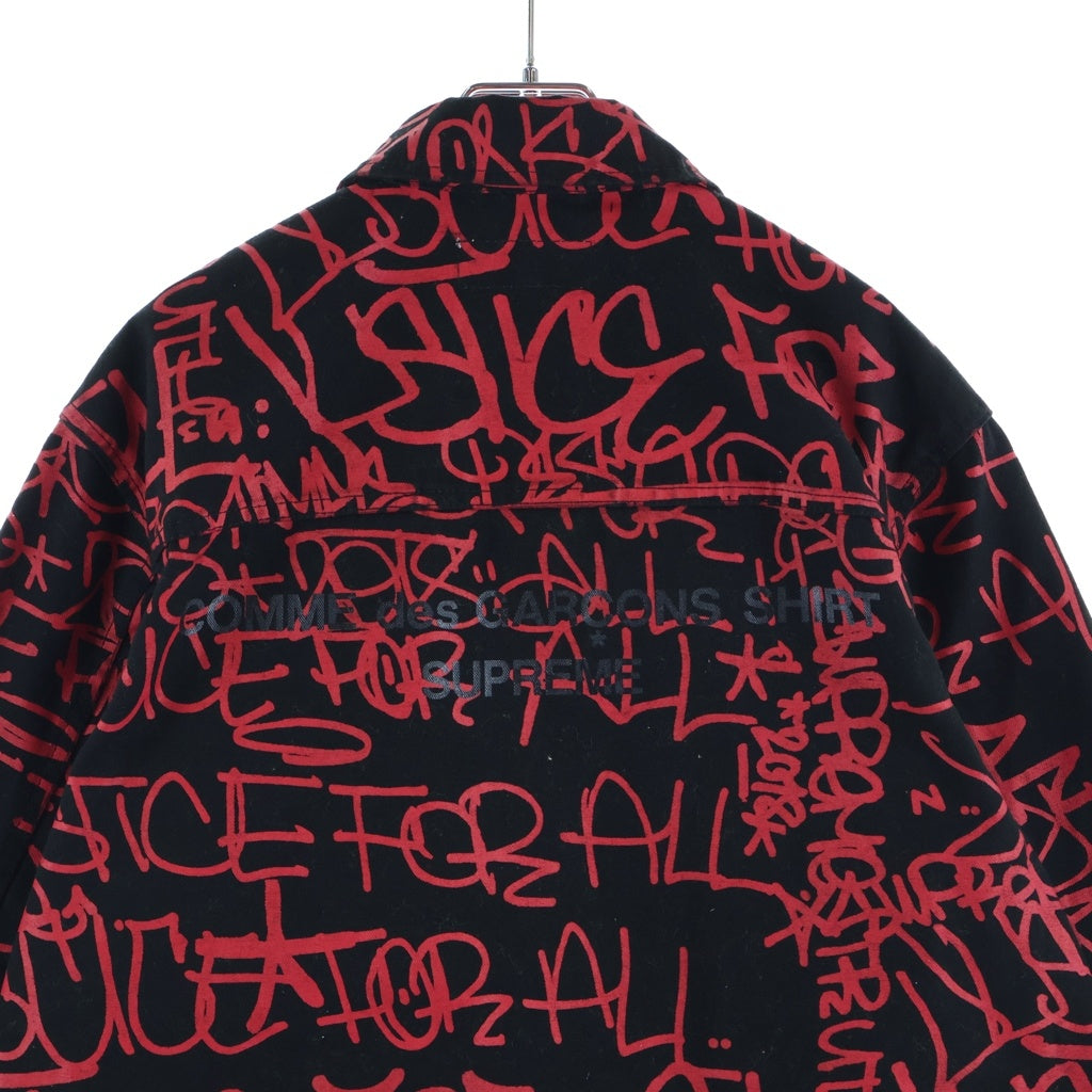 SUPREME(シュプリーム) 18AW ×COMME DES GARCONS SHIRT Painted Canvas Chore Coat コムデギャルソンシャツ ペインテッド キャンバス チョア コート デニムジャケット ブラック/レッド