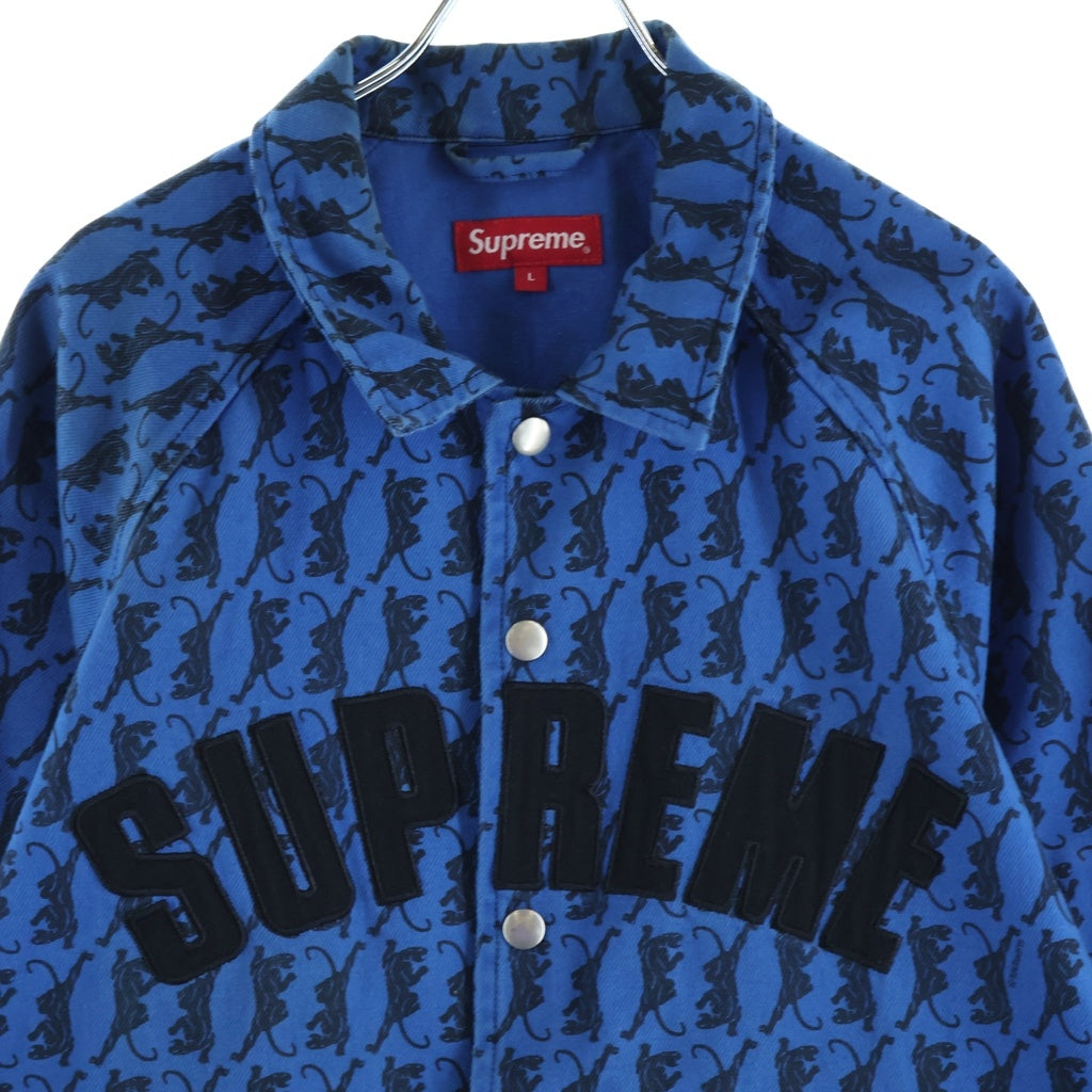 SUPREME(シュプリーム) 18AW Snap Front Twill Jacket ツイル 総柄 スナップ フロントロゴ刺繍 デニムジャケット ブルー