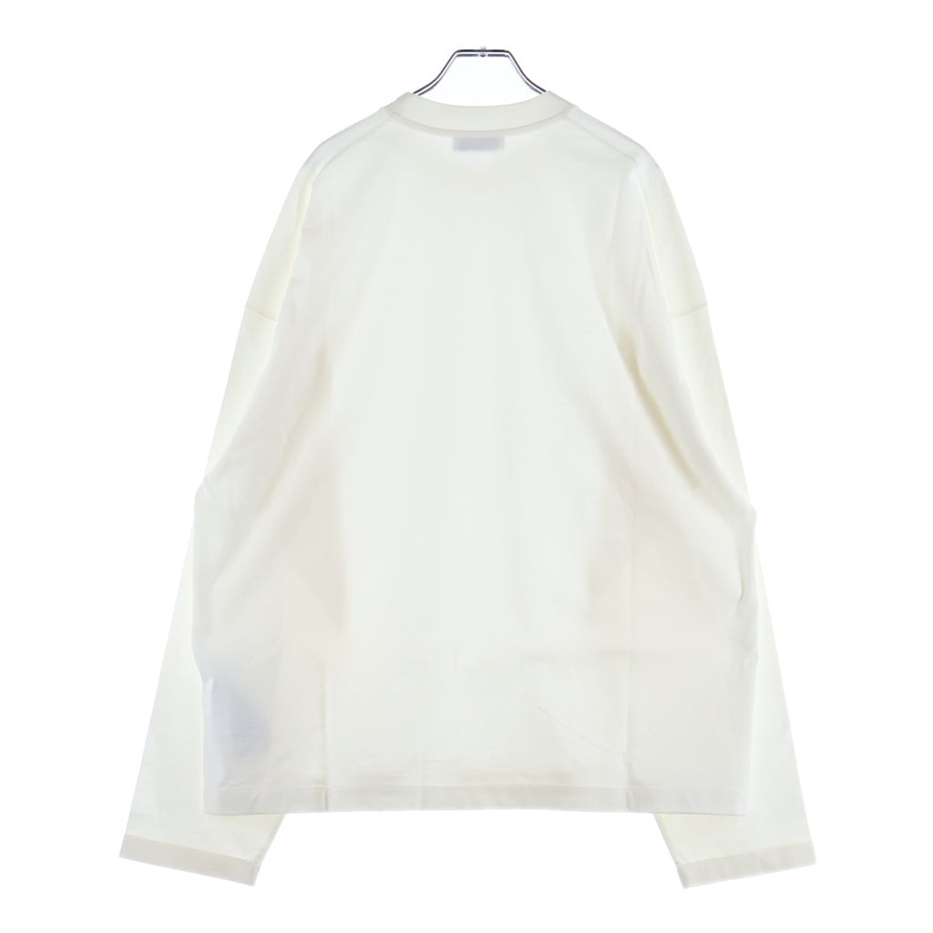 JIL SANDER(ジルサンダー) 26AW L/S T-SHIRTS バーティカルロゴプリント コットンジャージー クルーネック 長袖Tシャツ カットソー ホワイト J22GC0278