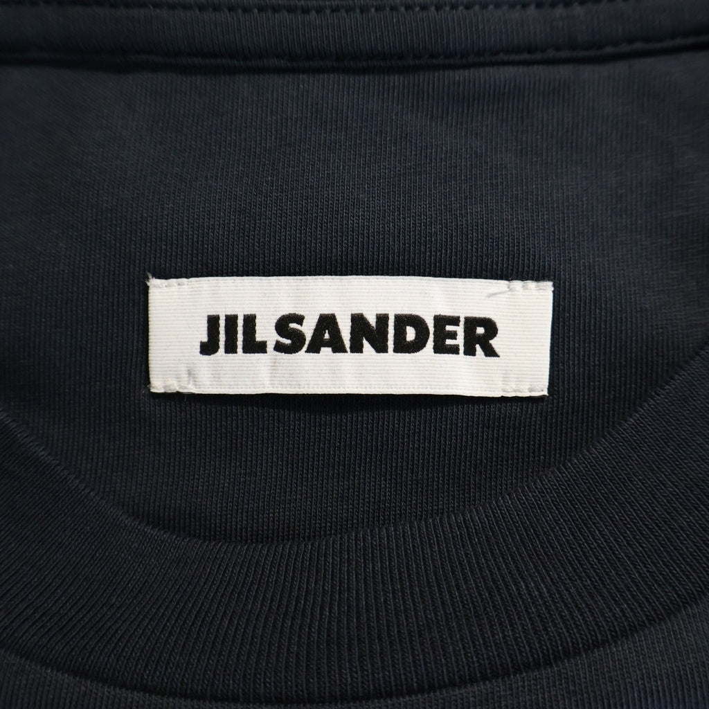 JIL SANDER(ジルサンダー) 26AW L/S T-SHIRTS オーガニックコットン ロゴエンブロイダリー クルーネック 長袖Tシャツ カットソー ネイビー J22GC0282