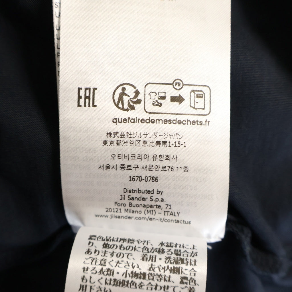 JIL SANDER(ジルサンダー) 26AW L/S T-SHIRTS オーガニックコットン ロゴエンブロイダリー クルーネック 長袖Tシャツ カットソー ネイビー J22GC0282