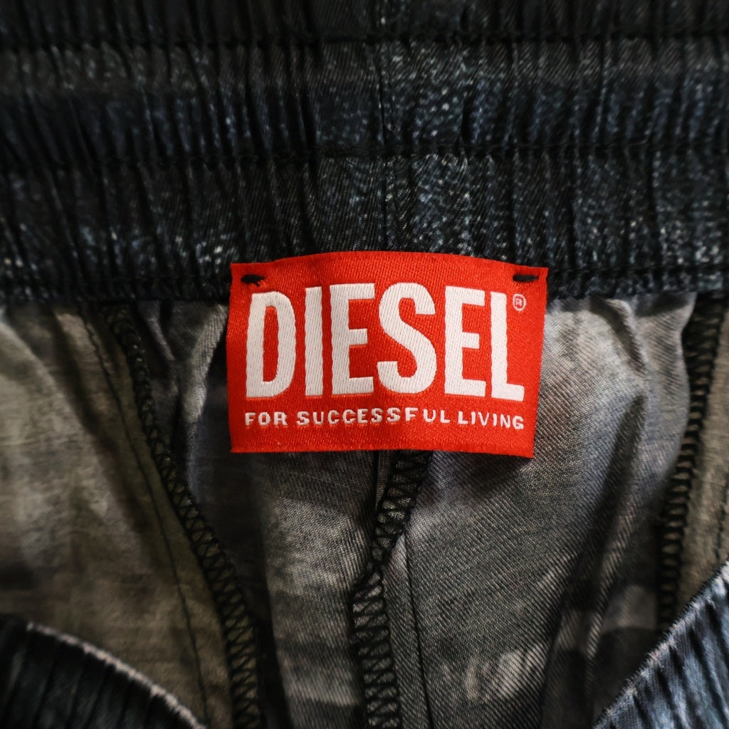 DIESEL(ディーゼル) P-THECK-BMCZ トロンプルイユ プリント レーヨン イージーパンツ ブラック A21039