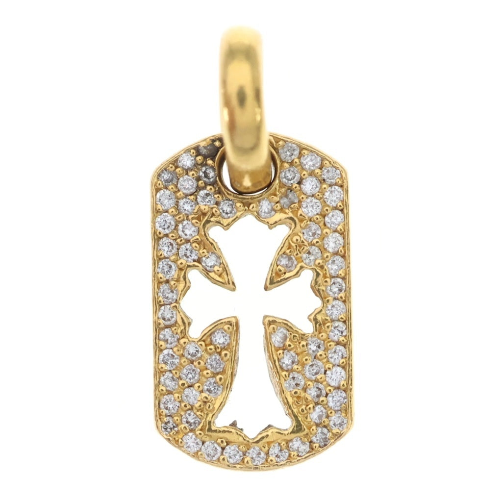 CHROME HEARTS(クロムハーツ) 22K DT TNY CO CRS P/DIA タイニーカットアウトクロス ドッグタグ PAVEダイヤ ペンダントトップ ゴールド BCA041