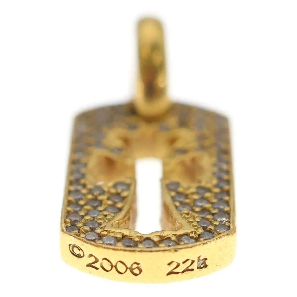 CHROME HEARTS(クロムハーツ) 22K DT TNY CO CRS P/DIA タイニーカットアウトクロス ドッグタグ PAVEダイヤ ペンダントトップ ゴールド BCA041