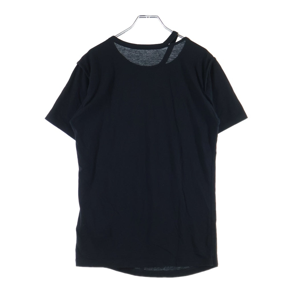 Yohji Yamamoto(ヨウジヤマモト) 26SS COTTON VISCOSE SINGLE SLIT DETAIL SHORT SLV T コットン ビスコース シングル スリット ディテール 半袖Tシャツ カットソー レディース ブラック FW-T20-078