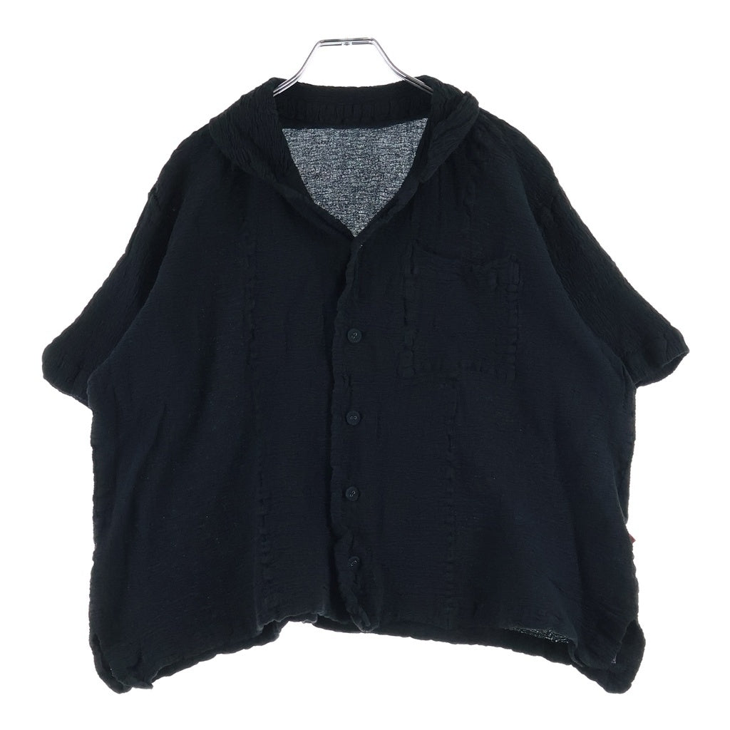 NO BRAND(ノーブランド) HaaT(ハート) KYO CHIJIMI 2WAY JUNE 1 キョウ チヂミ 半袖 オープンカラーシャツ レディース ブラック HA61FJ826