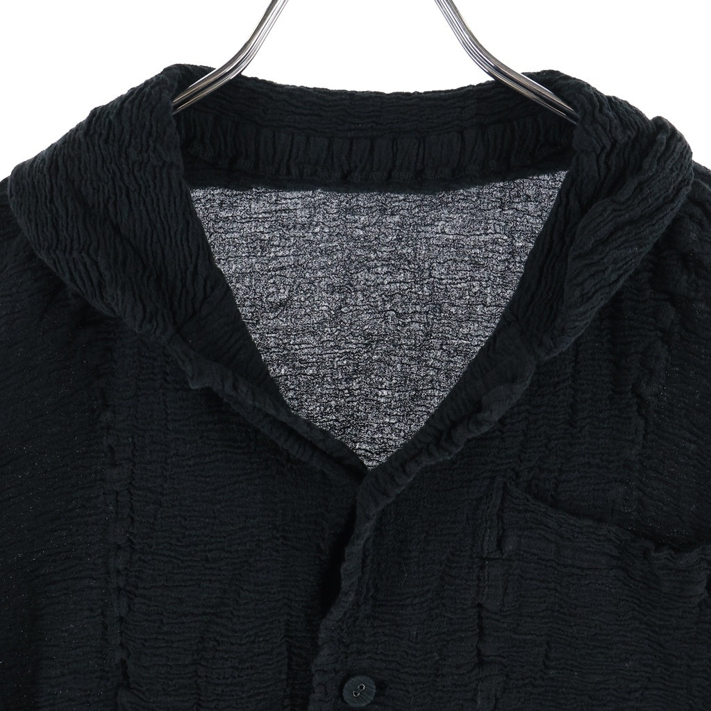 NO BRAND(ノーブランド) HaaT(ハート) KYO CHIJIMI 2WAY JUNE 1 キョウ チヂミ 半袖 オープンカラーシャツ レディース ブラック HA61FJ826