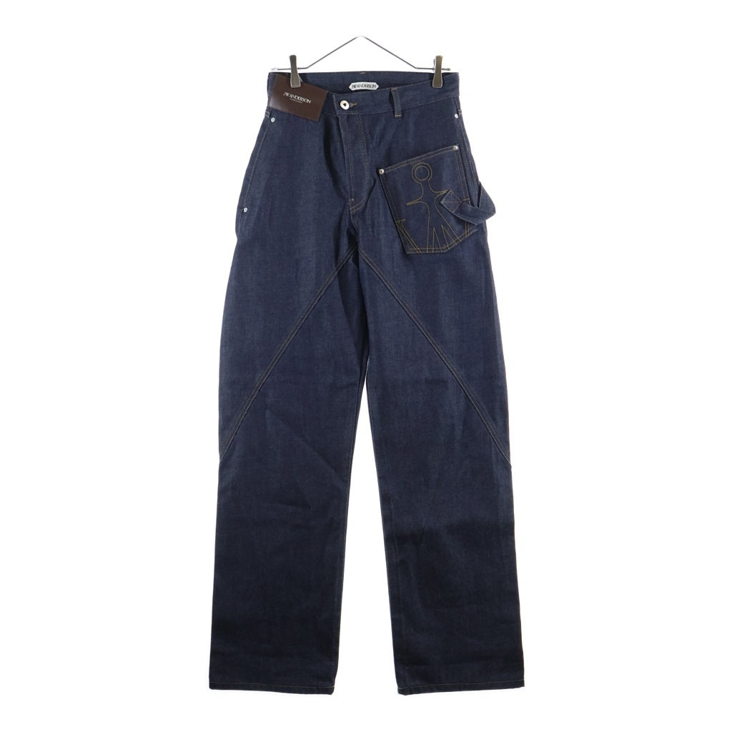 J.W.ANDERSON(ジェー ダブリュー アンダーソン) 26SS TWISTED WORKWEAR DENIM JEANS ツイスティッド ワークウェア ボタンフライ バギーデニムパンツ レディース インディゴ DT0127PG1930870