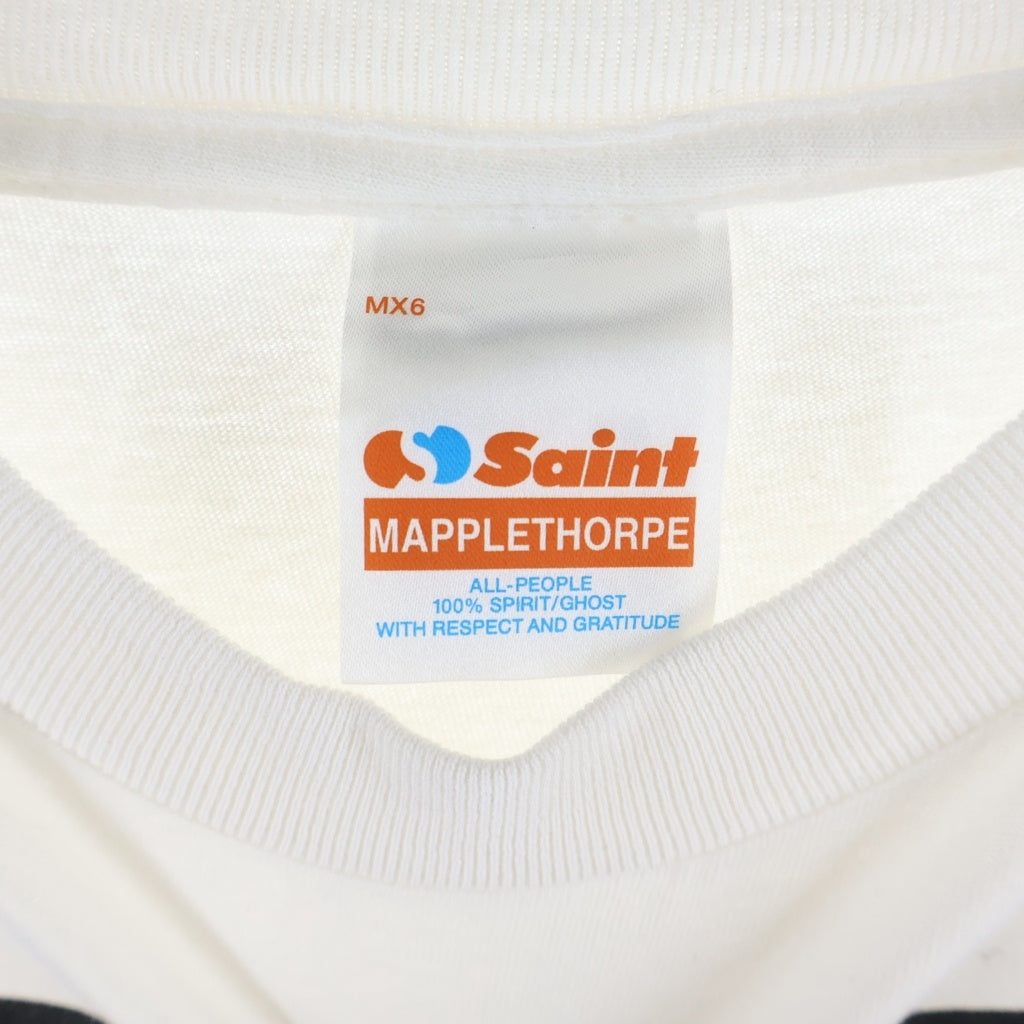 SAINT MICHAEL(セントマイケル) 25SS ×ROBERT MAPPLETHORPE CALLA LILY ロバートメイプルソープ カラリリー フロントプリント クルーネック 半袖Tシャツ カットソー ホワイト SM-HR8-0000-C17