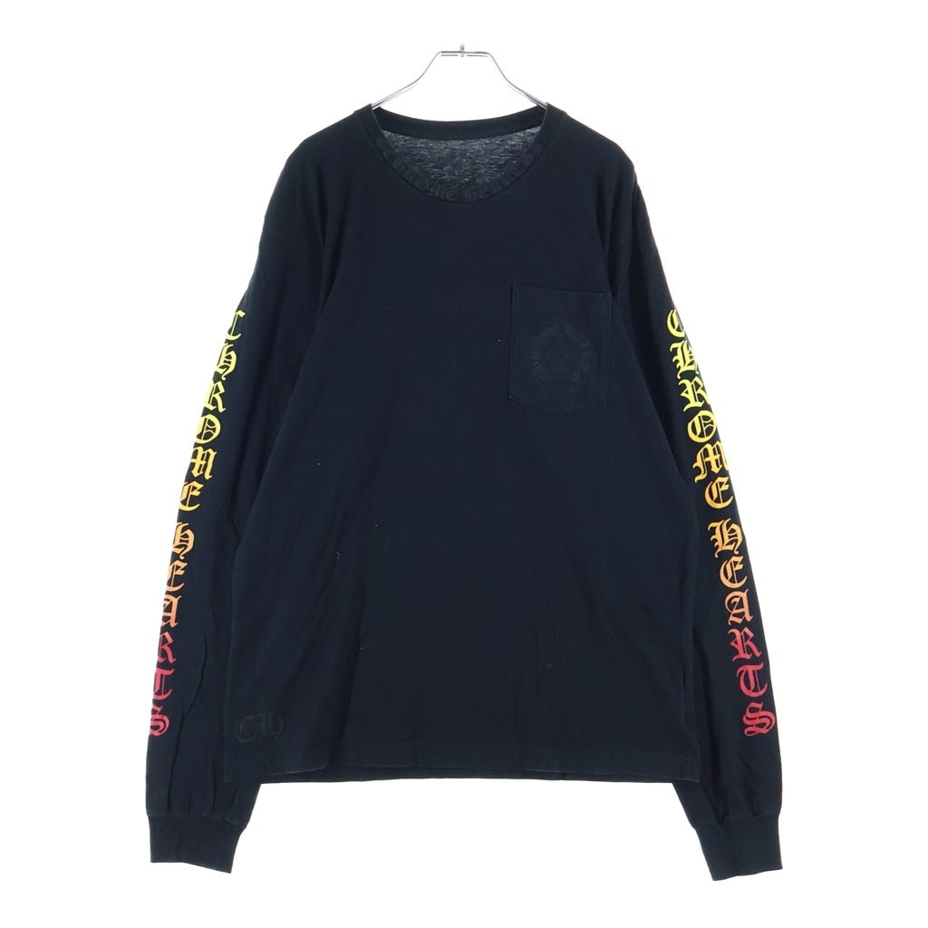 CHROME HEARTS(クロムハーツ) CH L/S NECK LOGO ネックロゴ グラデーション アームプリント 長袖Tシャツ カットソー ブラック/イエロー
