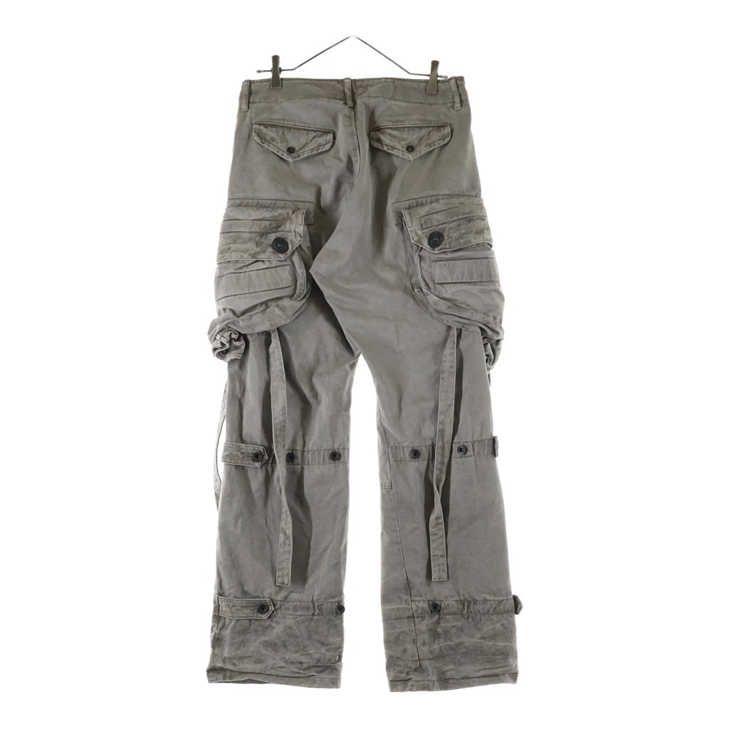 JULIUS(ユリウス) 11SS GASMASK CARGO PANTS ガスマスク コットンツイル ウォッシュ加工 ミリタリー カーゴパンツ グレー