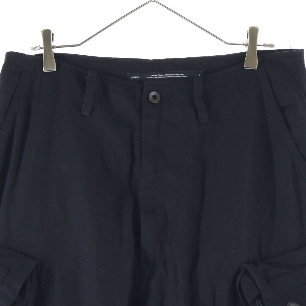 JULIUS(ユリウス) 24AW GASMASK CARGO PANTS ガスマスク コットン カーゴパンツ ブラック 879PAM3-BK