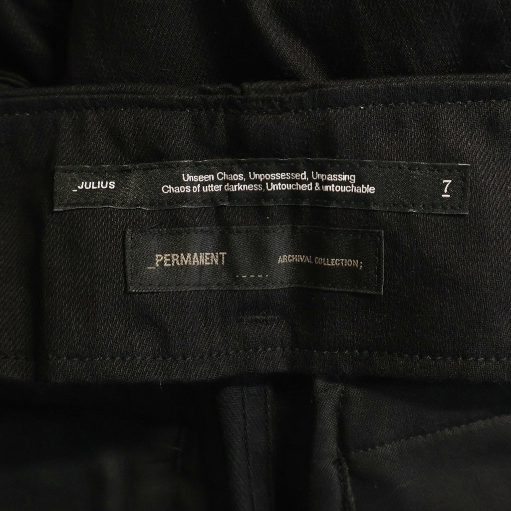 JULIUS(ユリウス) 24AW GASMASK CARGO PANTS ガスマスク コットン カーゴパンツ ブラック 879PAM3-BK