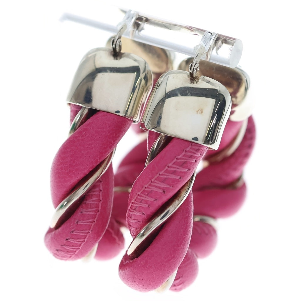 BOTTEGA VENETA(ボッテガヴェネタ) EARRINGS STERLING レザー トライアングル ツイスト イヤリング ピアス ピンク 657438 V507C 5609 両耳 レディース