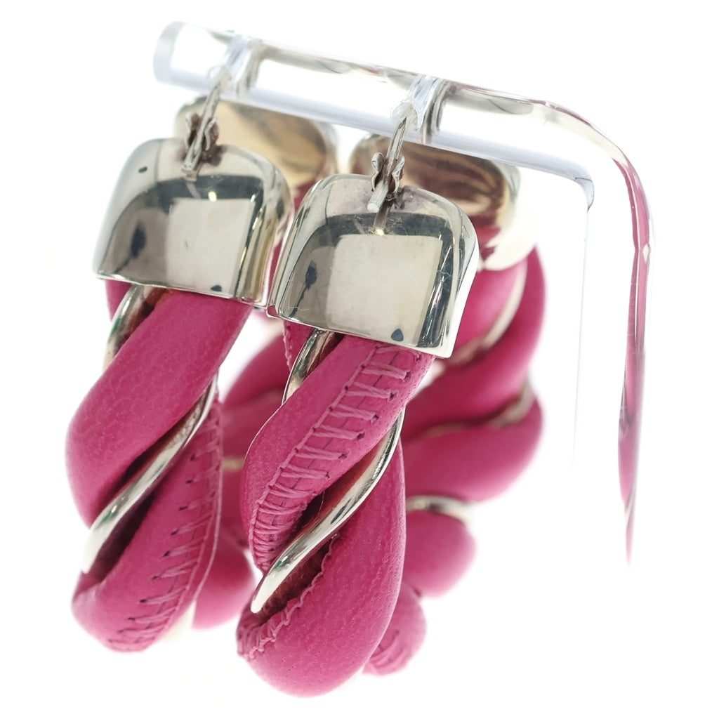 BOTTEGA VENETA(ボッテガヴェネタ) EARRINGS STERLING レザー トライアングル ツイスト イヤリング ピアス ピンク 657438 V507C 5609 両耳 レディース