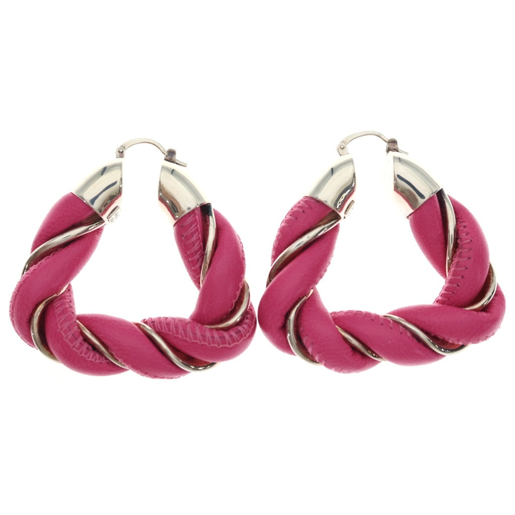 BOTTEGA VENETA(ボッテガヴェネタ) EARRINGS STERLING レザー トライアングル ツイスト イヤリング ピアス ピンク 657438 V507C 5609 両耳 レディース