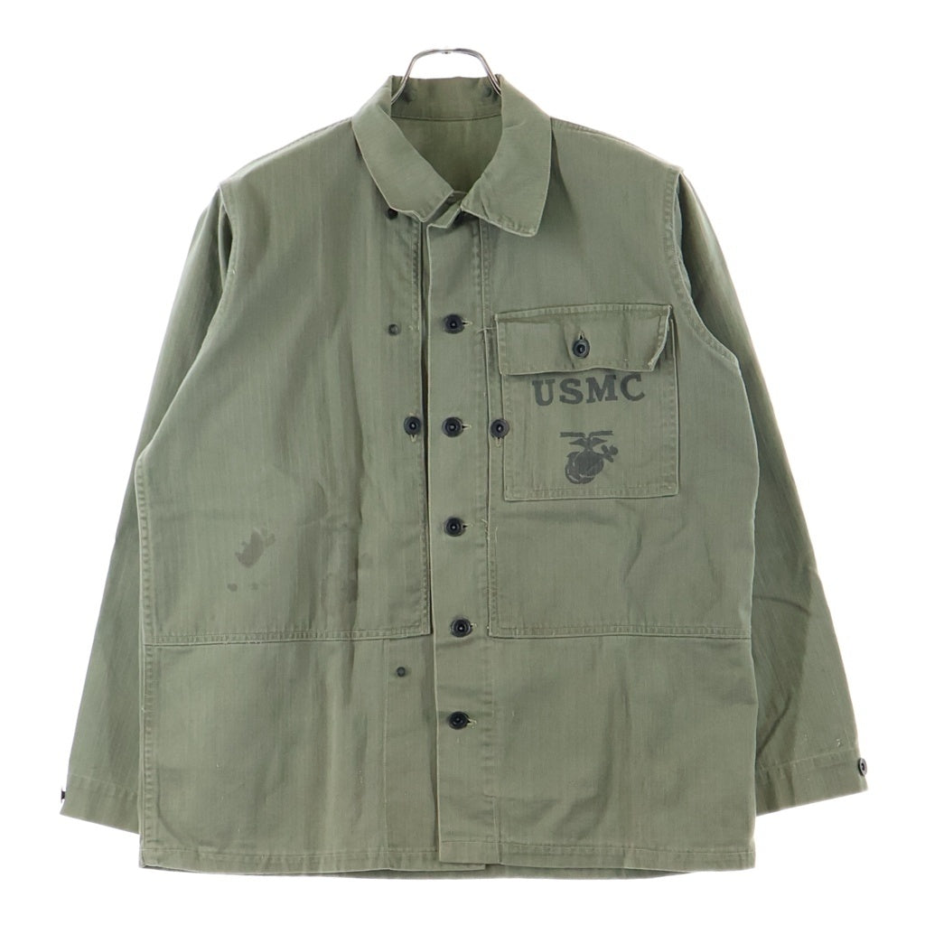 VINTAGE(ヴィンテージ) 40S VINTAGE USMC P-44 HBT ヴィンテージ 黒ラッカー ユーティリティ ミリタリージャケット カーキ