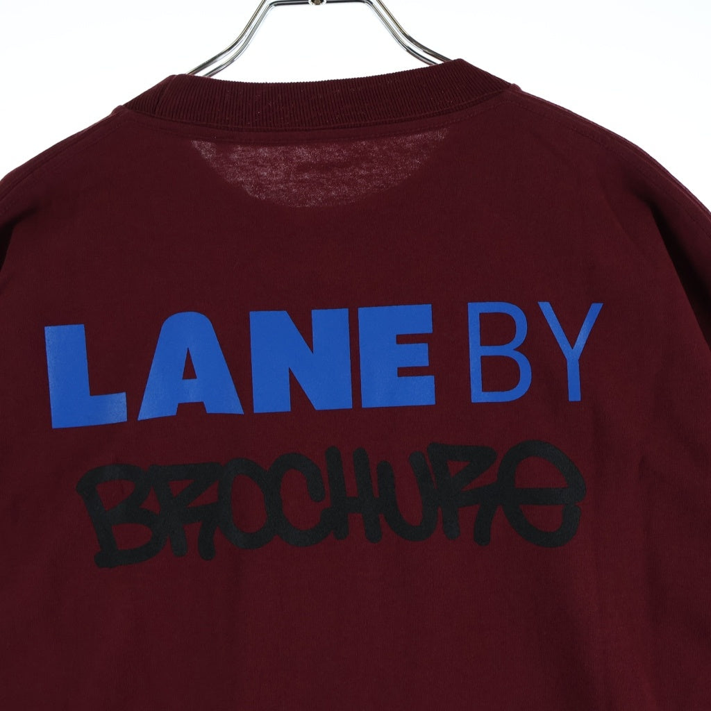 LANE BY BROCHURE(レーンバイブローシュアー) LANE BY 831 TEE ロゴプリントTシャツ バーガンディ