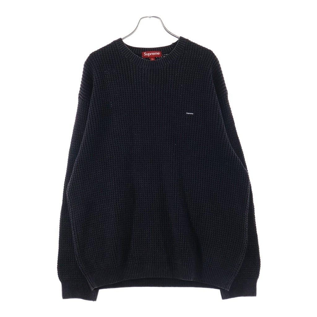 SUPREME(シュプリーム) 26SS Washed Small Box Waffle Sweater ウォッシュド スモールボックスロゴ ワッフルニットスウェット セーター ブラック