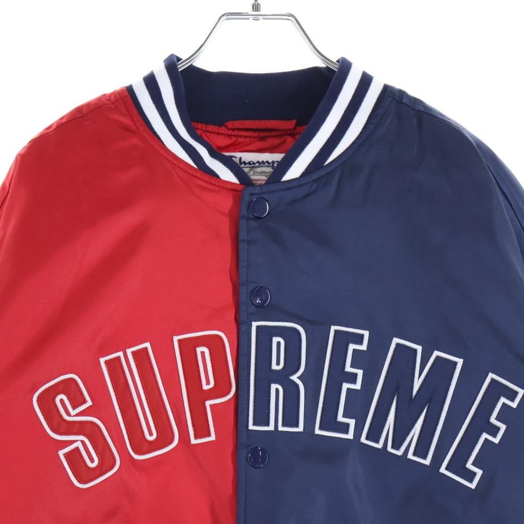 SUPREME(シュプリーム) 26SS ×Champion Satin Varsity Jacket チャンピオン バイカラー サテンバーシティジャケット レッド/ネイビー