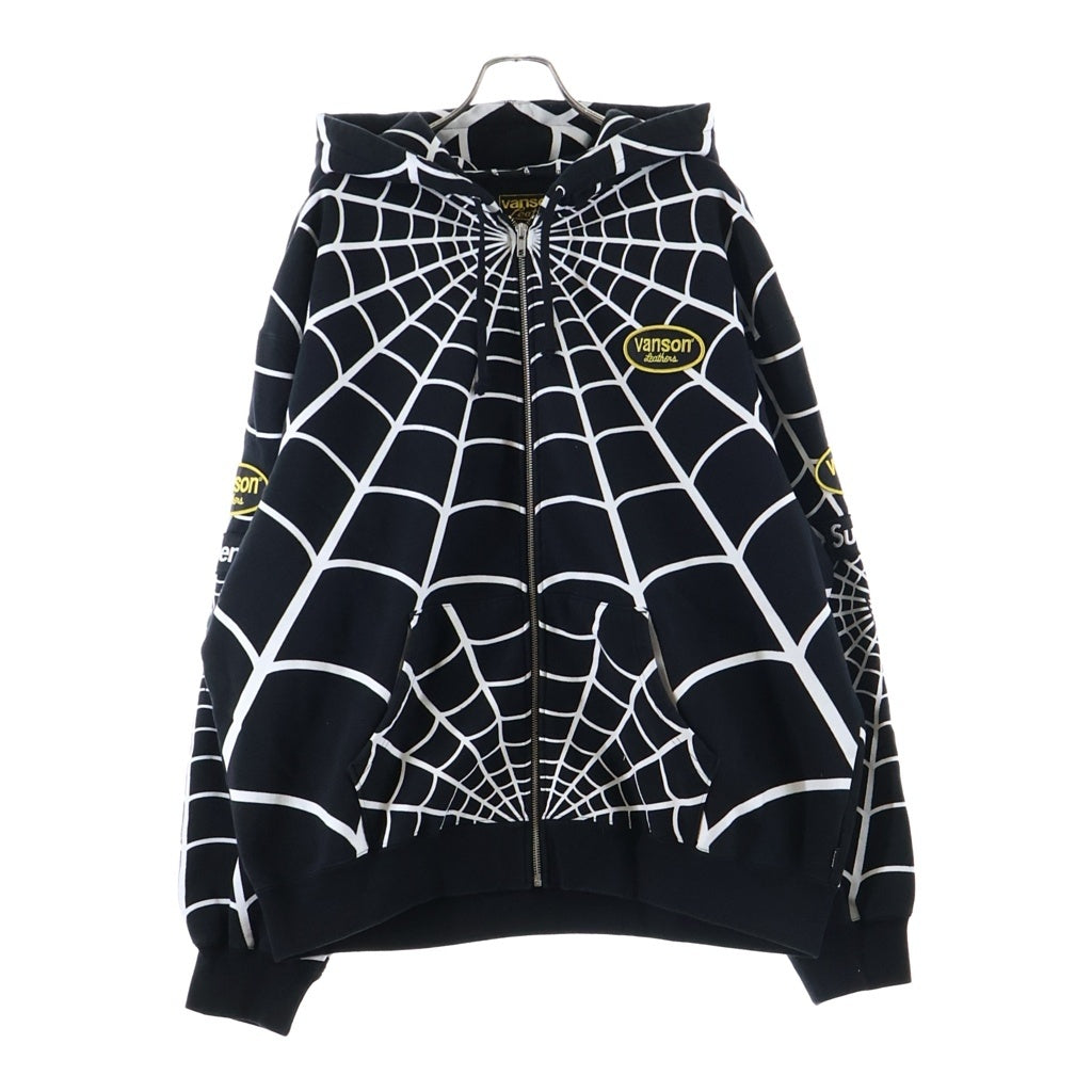 SUPREME(シュプリーム) 26SS ×Vanson Leathers Spider-Man Zip Up Hooded Sweatshirt バンソンレザー スパイダーマン ジップアップフーデッドスウェットシャツ パーカー ブラック