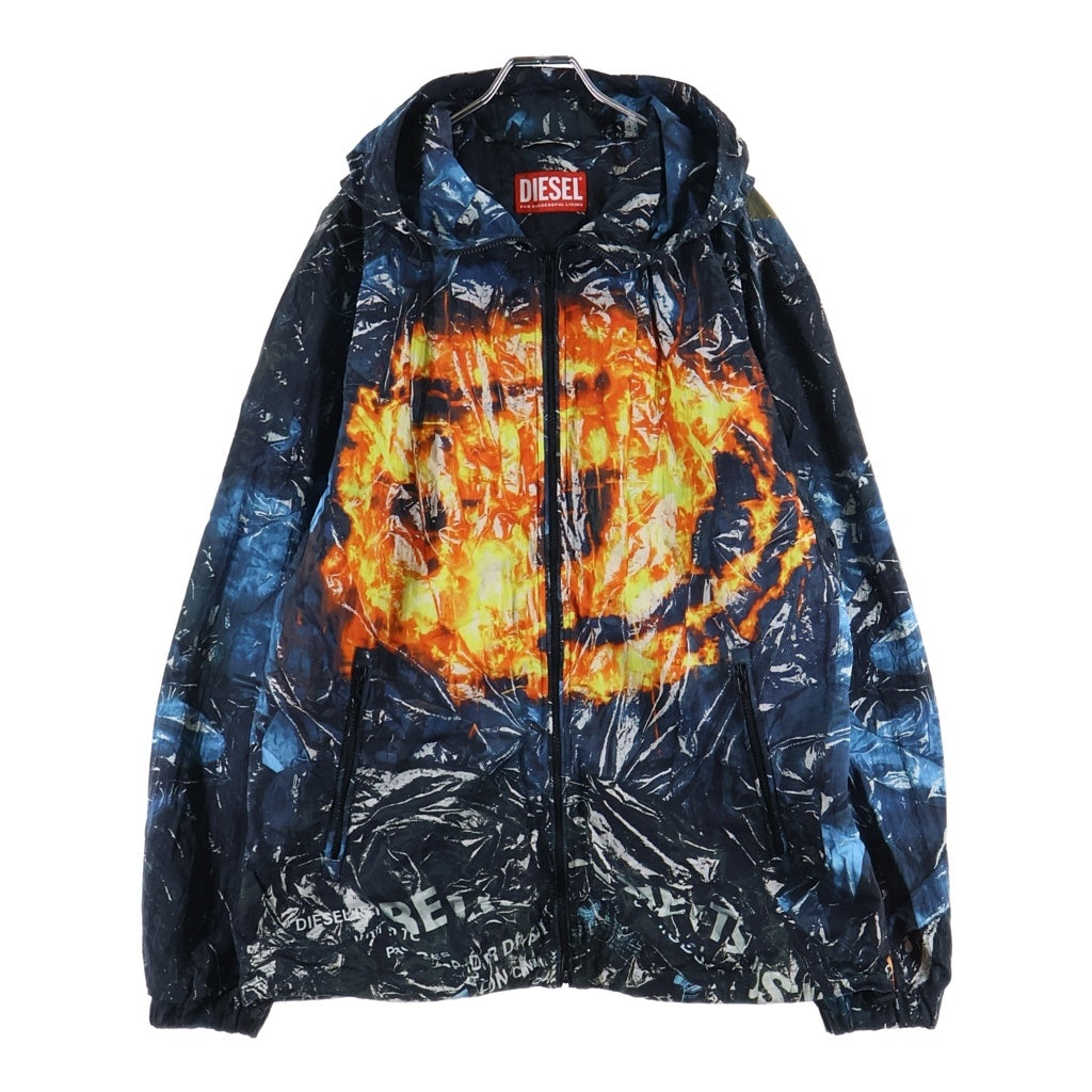 DIESEL(ディーゼル) J-WARRETT-POSTER ナイロン スタンドネック ジップアップ フーデッドジャケット ウィンドブレーカー マルチカラー A15614