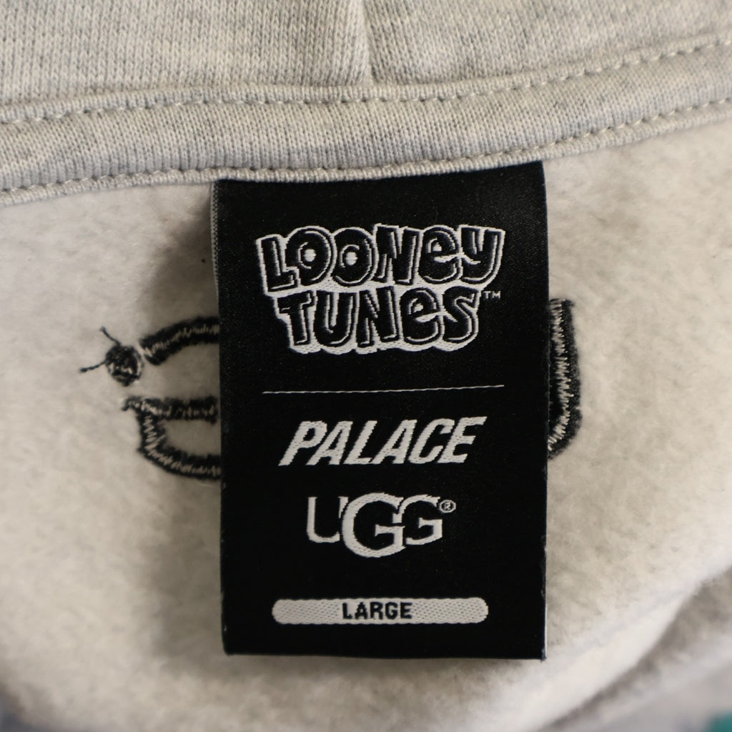 Palace Skateboards(パレススケートボーズ) 25AW ×UGG ×LOONEY TUNES HOOD アグ ルーニーテューンズ 両面キャラ刺繍 プルオーバースウェットパーカー フーディー グレー